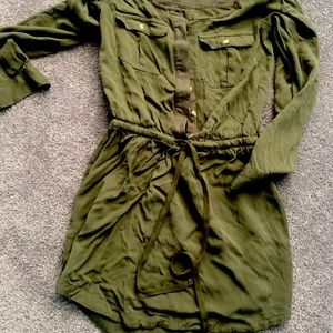 Ae button down army style dress xxs